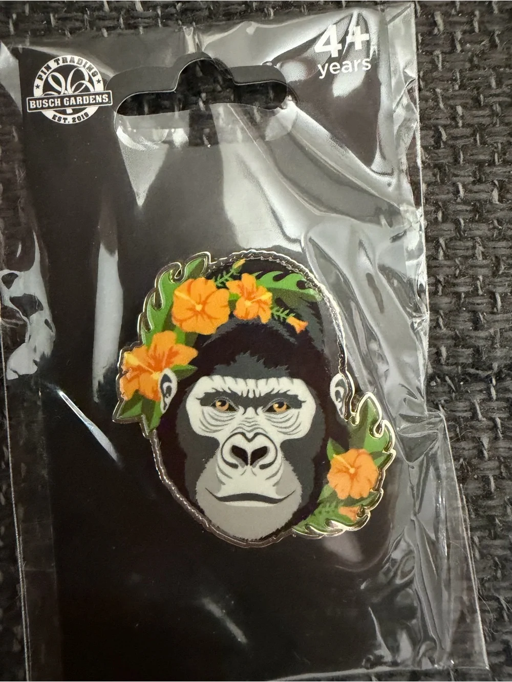Busch Gardens Enamel Collectible Trading Pin Gorilla Head with Floral